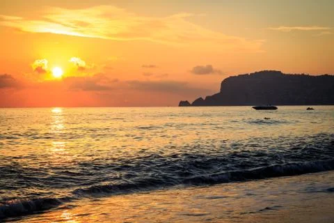 The setting sun in Alanya Stock Photos