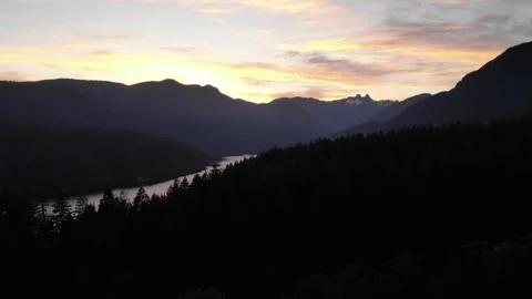 Setting Sun Behind Mountains Video stock 243700308