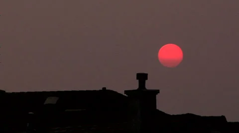 Setting Sun with Building in Foreground California Stock Footage 38600895