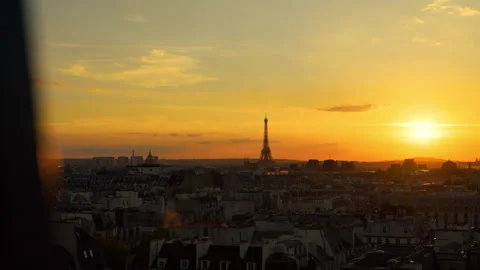 Setting sun over Paris from famous location Stock Footage 248161179