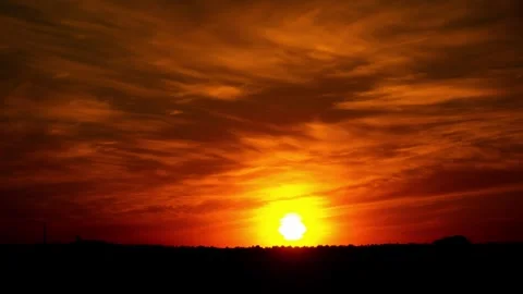 Setting Sun Timelapse with Fiery Sky Stock Footage 319069771