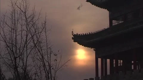 The setting sun tower Video stock 58367936