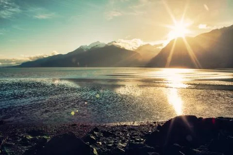 Setting sunglow Stock Photos