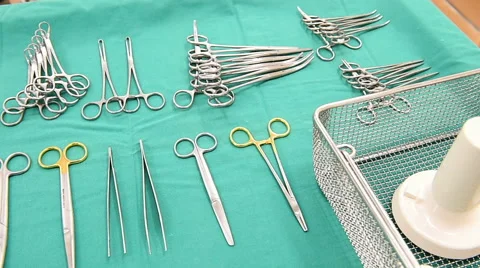 setting surgical instruments and tools o... | Stock Video | Pond5