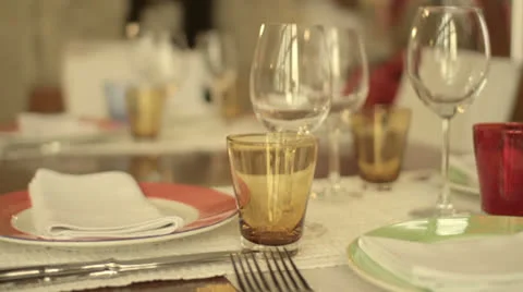 Setting a table for dinner Stock Footage 24065933