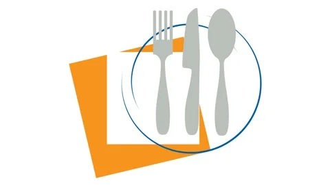 Setting a table to eat. Plates and cutlery that move during eating. Abstract Stock Footage 170221579