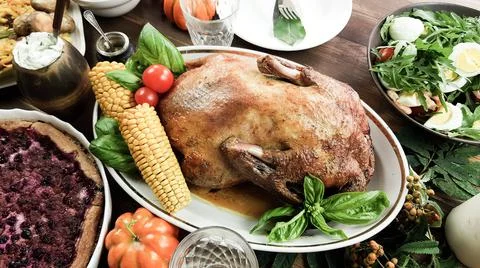Setting the table for a festive dinner in honor of Thanksgiving. on a wooden  Stock Photos