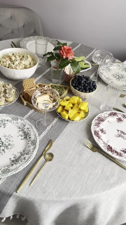 Setting the table for guests' arrival Stock-Footage 340519332