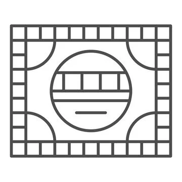 Setting table thin line icon, monitors and TV concept, electronic configuration Illustrazione stock