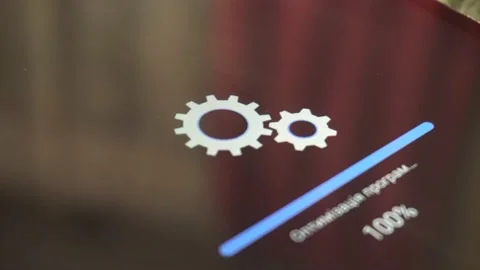 Setting up the tablet. The process of setting up the tablet system. setting up Stock Footage 210581915