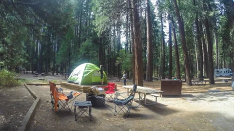 Setting Up A Tent Time Lapse, Yosemite Stock Footage 42768400