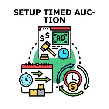 Setting up a timed online auction process Stock Illustration