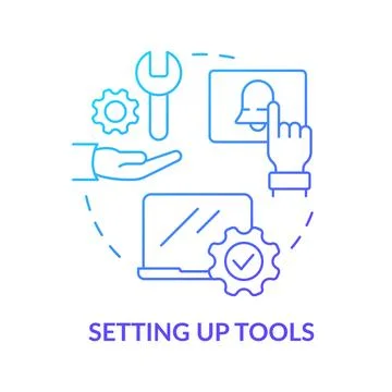 Setting up tools blue gradient concept icon Illustrazione stock