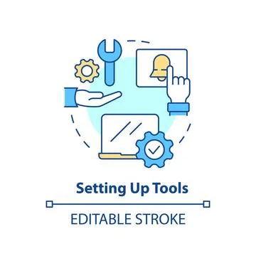 Setting up tools concept icon Stock Illustration
