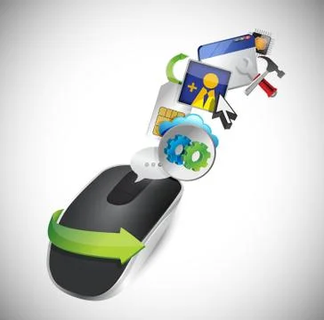 Setting tools. wireless computer mouse isolated on white background 스톡 일러스트