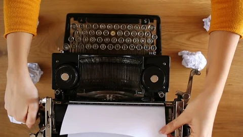 Setting up typewriter Video stock 104237578