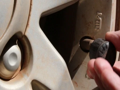 SETTING UP tyre monitors Stock Footage 100384989