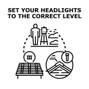 Setting vehicle headlights to correct level concept Stock Illustration