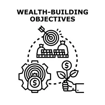Setting wealth building objectives and financial goals Stock Illustration