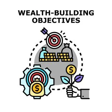 Setting wealth building objectives and financial goals Ilustración de archivo