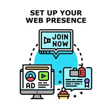 Setting up web presence and online business promotion Illustrazione stock
