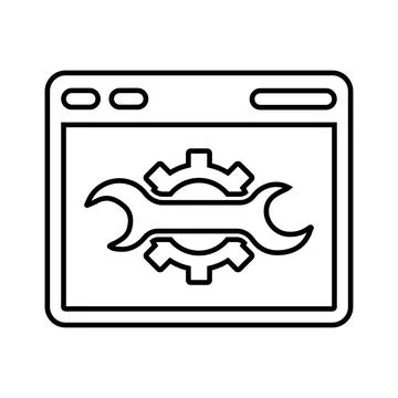 Setting, webpage outline icon. Line art vector. イラスト素材