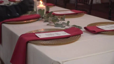 Setting Up Wedding Reception Decor Tables Venue Stock Footage 148499673