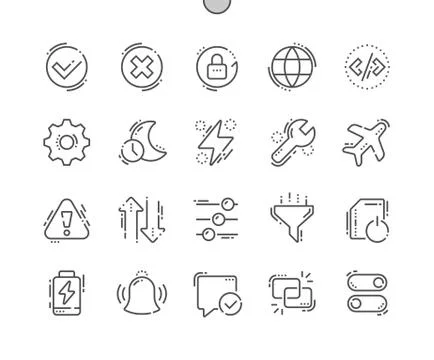 Setting Well-crafted Pixel Perfect Vector Thin Line Icons 30 2x Grid for Web Illustrazione stock