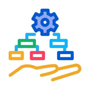 Settings algorithm icon vector outline illustration イラスト素材