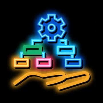 Settings algorithm neon glow icon illustration Stock Illustration