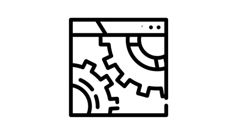 Settings and seo optimization working mechanism black icon animation Stock Footage 156654524