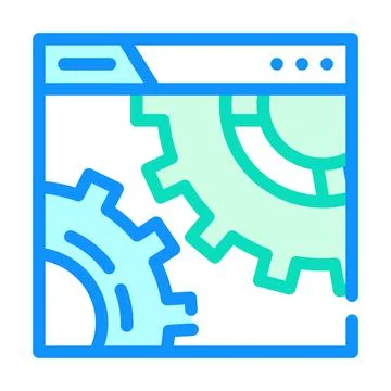 Settings and seo optimization working mechanism color icon vector illustratio Stock Illustration