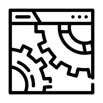 Settings and seo optimization working mechanism line icon vector illustration Illustrazione stock