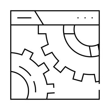 Settings and seo optimization working mechanism line icon vector illustration イラスト素材