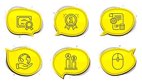 Settings blueprint, Reward and Computer mouse icons set. Ab testing sign. Vector Illustrazione stock