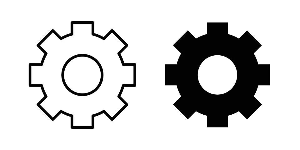 Settings button icon logo. Outline style icons with flat versions Stock Illustration