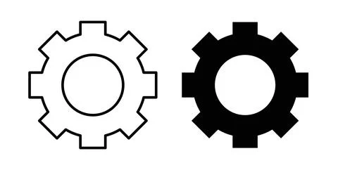 Settings button icon. Style is flat and line symbol Stock Illustration