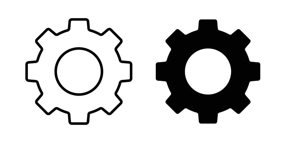 Settings button icon thin line and clipart style vector set Stock Illustration