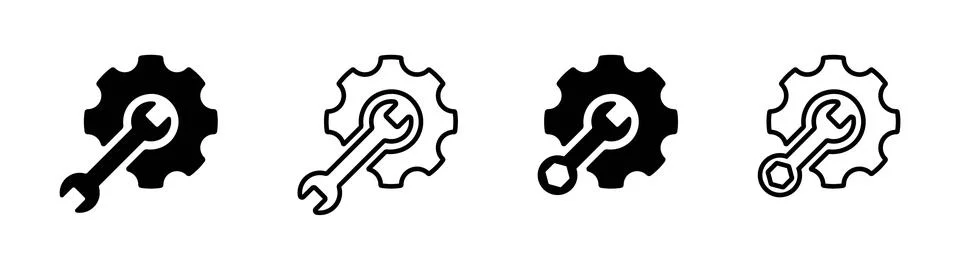 Settings button vector icon. Repair, fix or maintenance service logo. Mecha.. Stock Illustration
