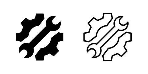 Settings button vector icon. Repair, fix or maintenance service logo. Mecha.. Stock Illustration