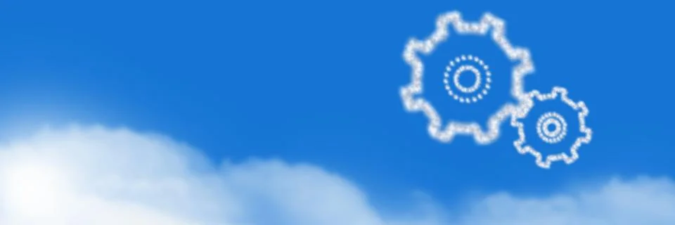 Settings cogs Cloud Icons with sky Stock Photos