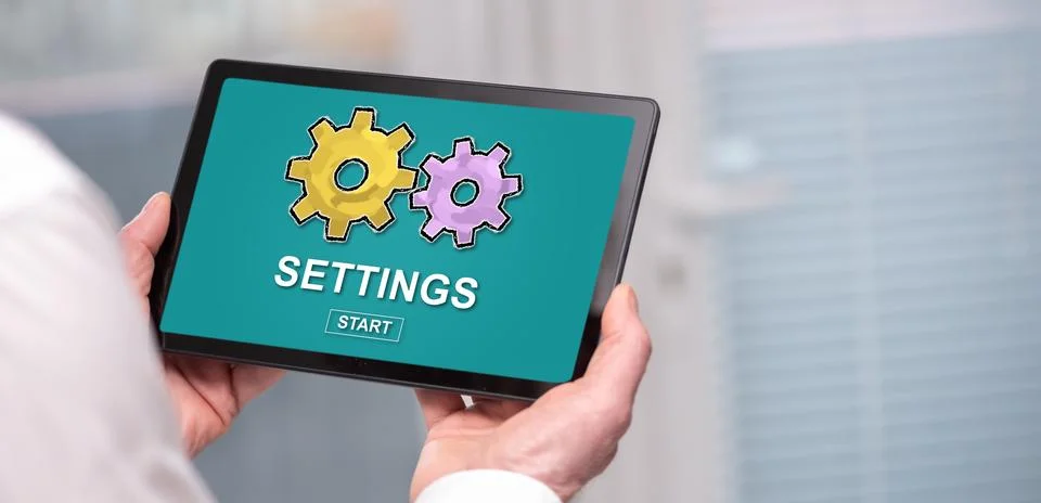 Settings concept on a tablet Fotos Stock