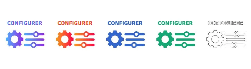 Settings Configuration Gear Icon Set for Software Interfaces イラスト素材