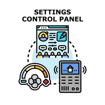 Settings control panel managing digital and smart home devices イラスト素材