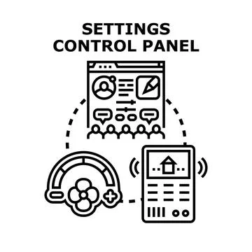 Settings control panel managing digital and smart home devices イラスト素材