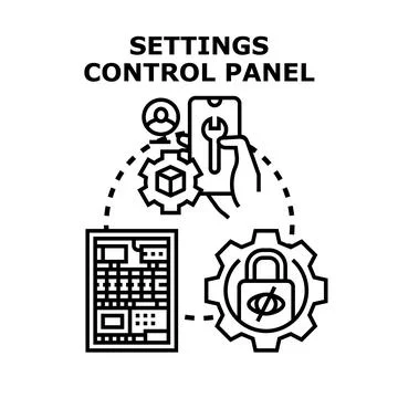 Settings control panel managing system and security configurations Stock Illustration