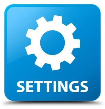 Settings cyan blue square button Stock Illustration