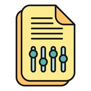 Settings document file icon with adjustment sliders Illustrazione stock