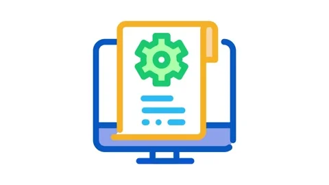 Settings documents in computer Icon Animation Stock Footage 145281853