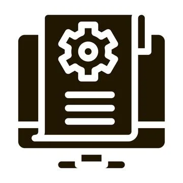 Settings documents in computer icon Vector Glyph Illustration Stock Illustration